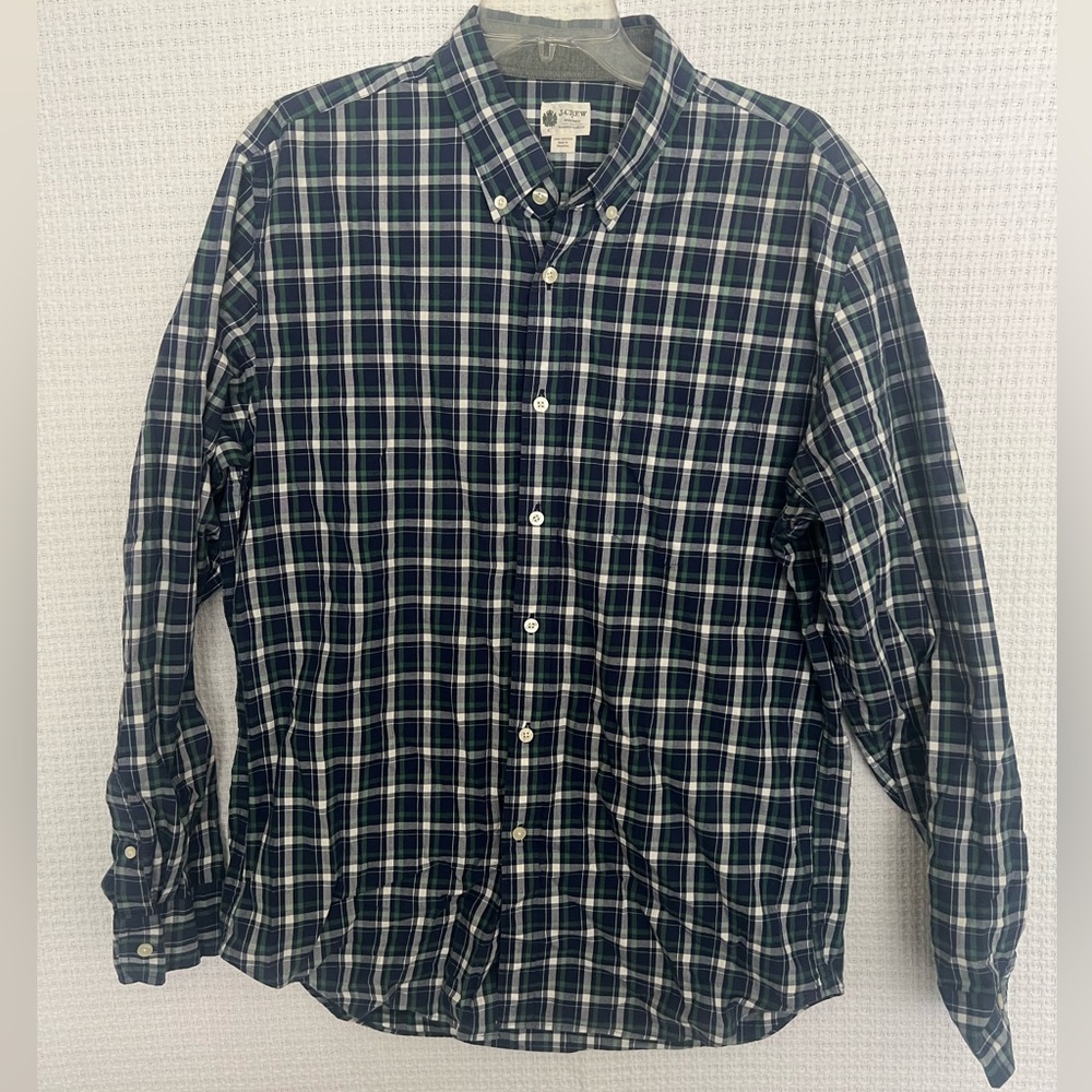 J Crew Blue and Green Plaid Button Up Shirt